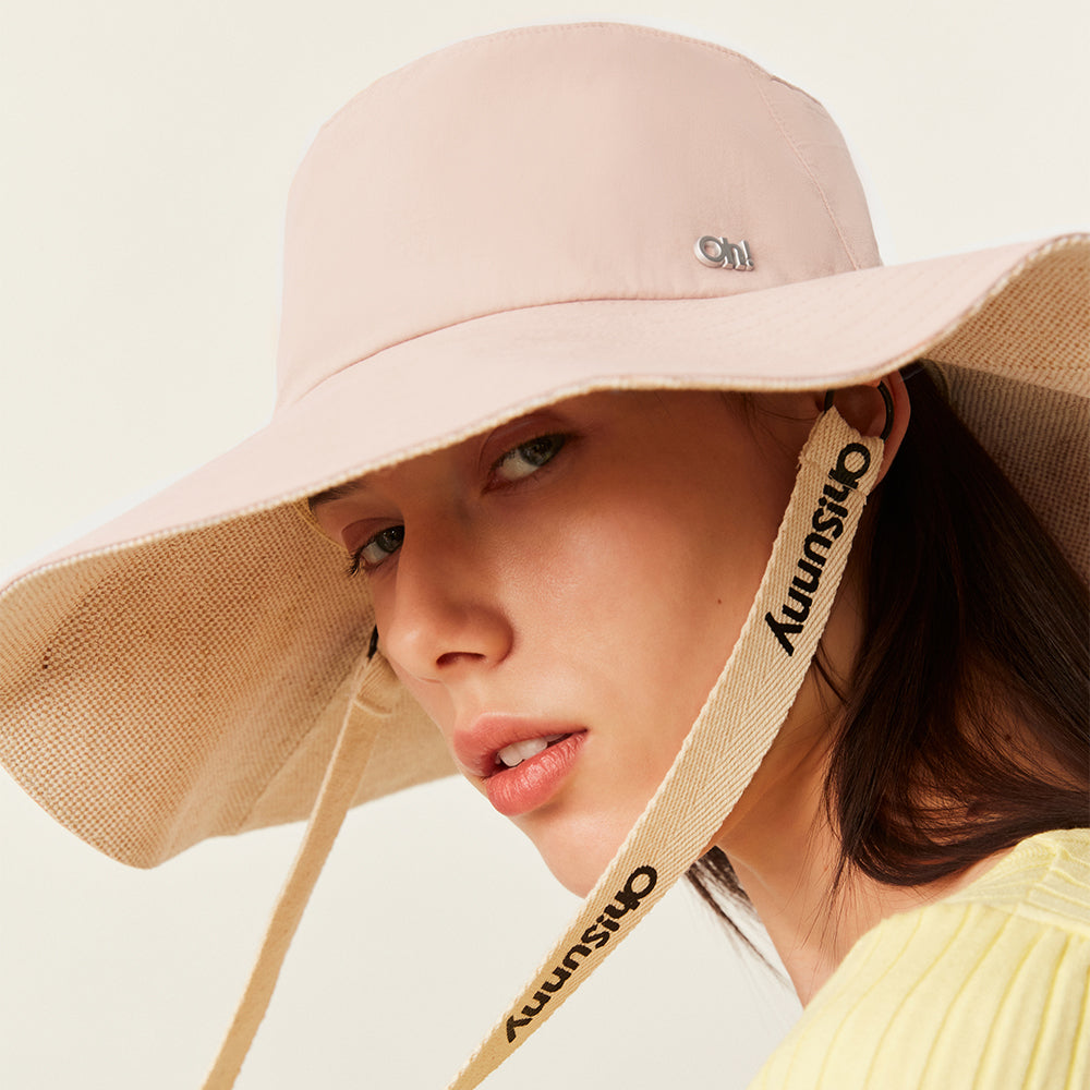 US Stock Women's Sun Hat Large Brim Bucket Hat with Removable Belt