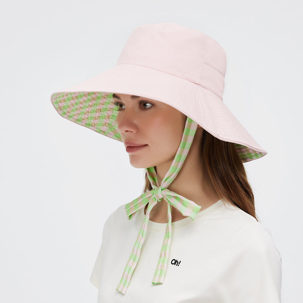 Women's Reversible Bucket Hat with Belt Wide Brim Waterproof Sun Cap UPF50+