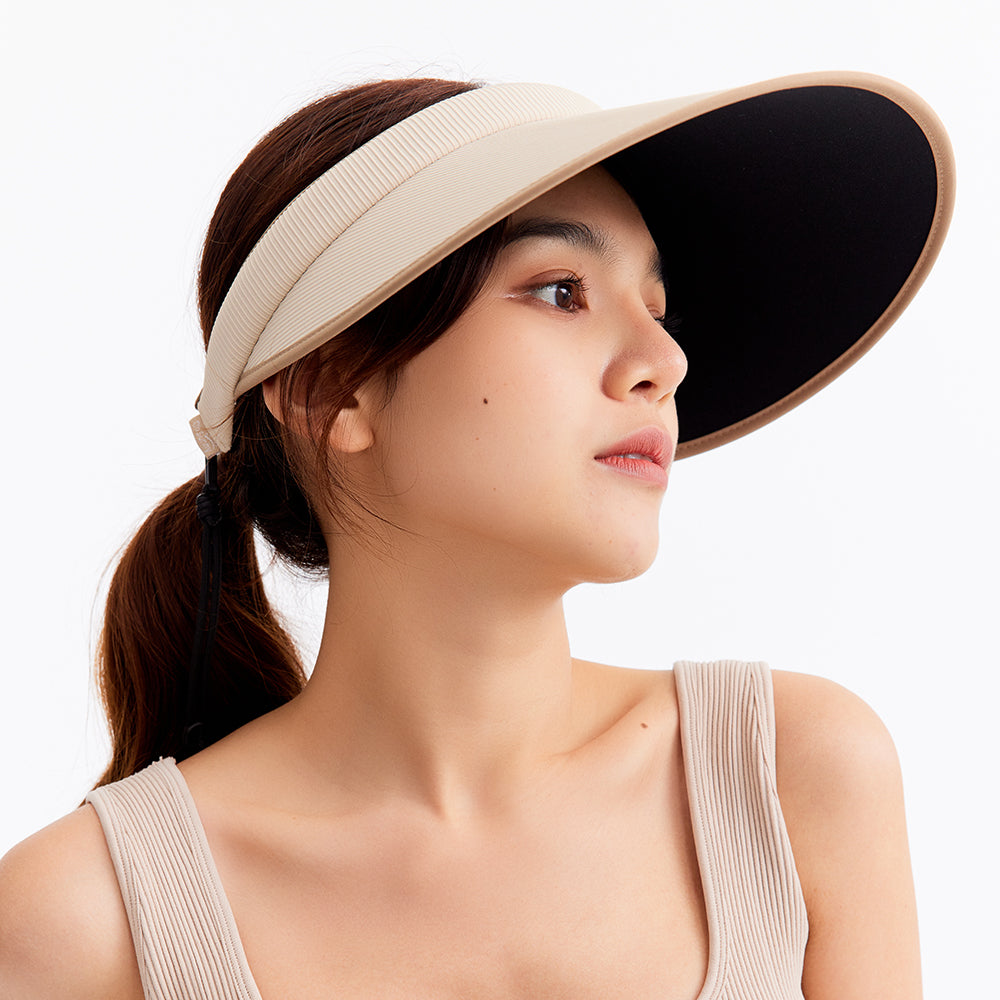 Women's Wide Brim Sun Visor Hat Empty Top Sun Cap UPF50+