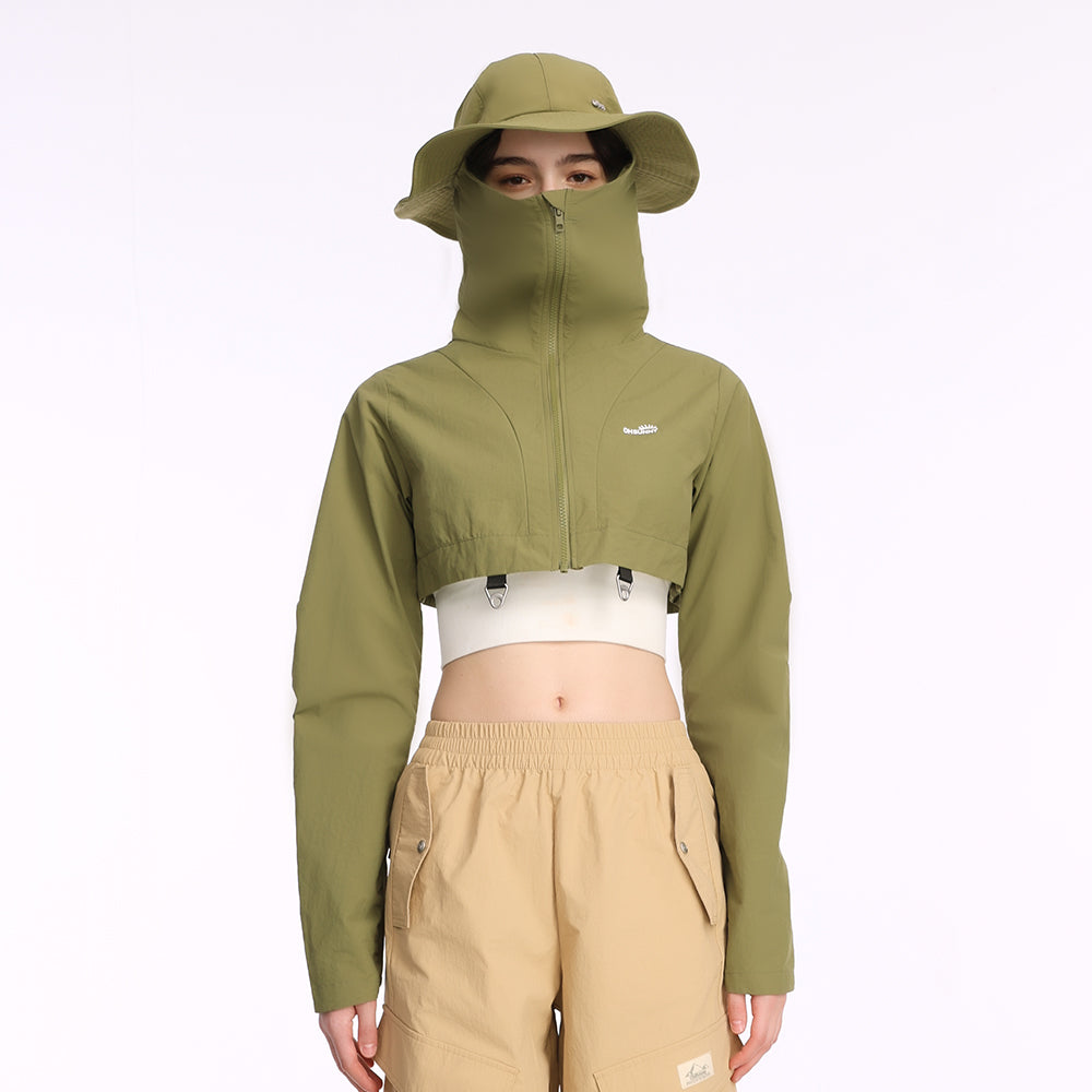 Women's Sun Protection Jackets with Bucket Hat Cap UPF 50+ Outdoor Coat Lightweight Hooded