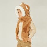 Kid's 3-in-1 Multi-Functional Scarves Warm Hoodie Hat/Scarf/Mittens Set