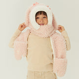 Kid's 3-in-1 Multi-Functional Scarves Warm Hoodie Hat/Scarf/Mittens Set