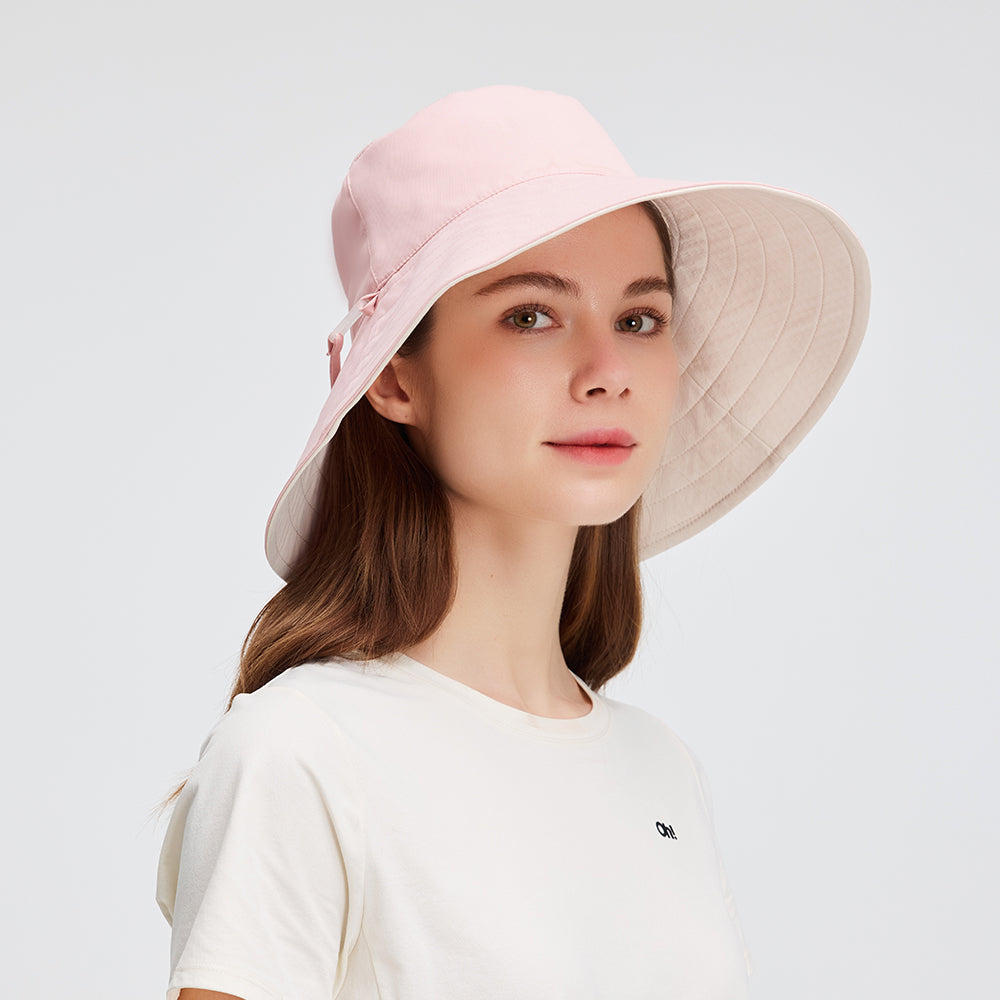 US Stock Women's Bucket Hat Wide Brim Sun Protection UPF50+ Waterproof Reversible Cap