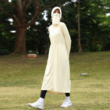 Women's Sun Protective Hoodie with Face Mask UPF50+ Extended Long Cover Up Full Zip Up Dress