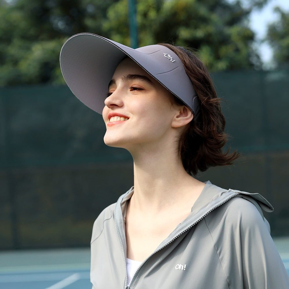 US Stock Women's Visor Cap Dual-Sided Roll-up Foldable Sun Hat UPF 50+