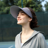 US Stock Women's Visor Cap Dual-Sided Roll-up Foldable Sun Hat UPF 50+