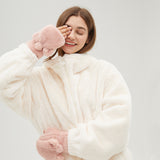 Winter Faux Fur Convertible Fingerless Gloves Warm Mittens