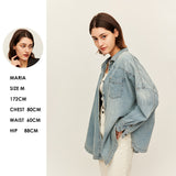 Women's Denim Shirt Western Jean Shirts Sun Protection Long Sleeve Tops UPF50+