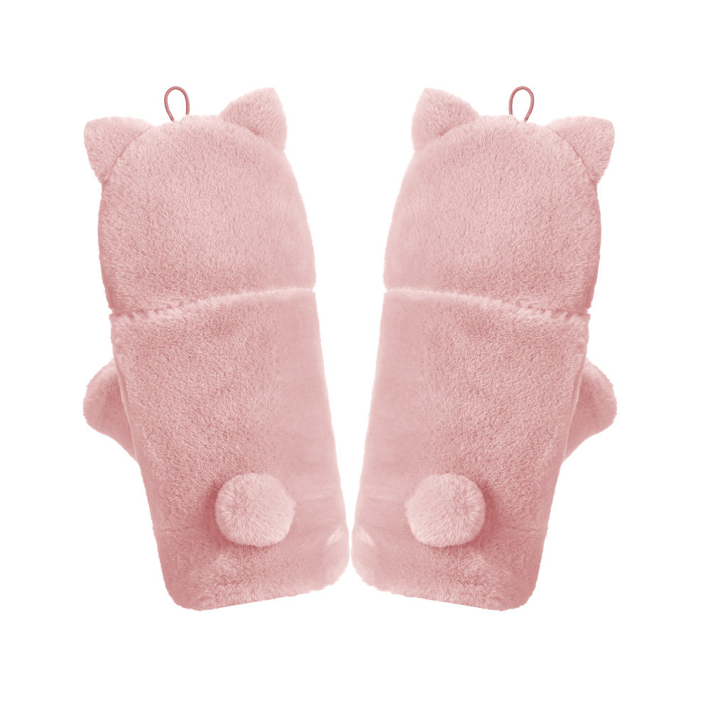 Winter Faux Fur Convertible Fingerless Gloves Warm Mittens