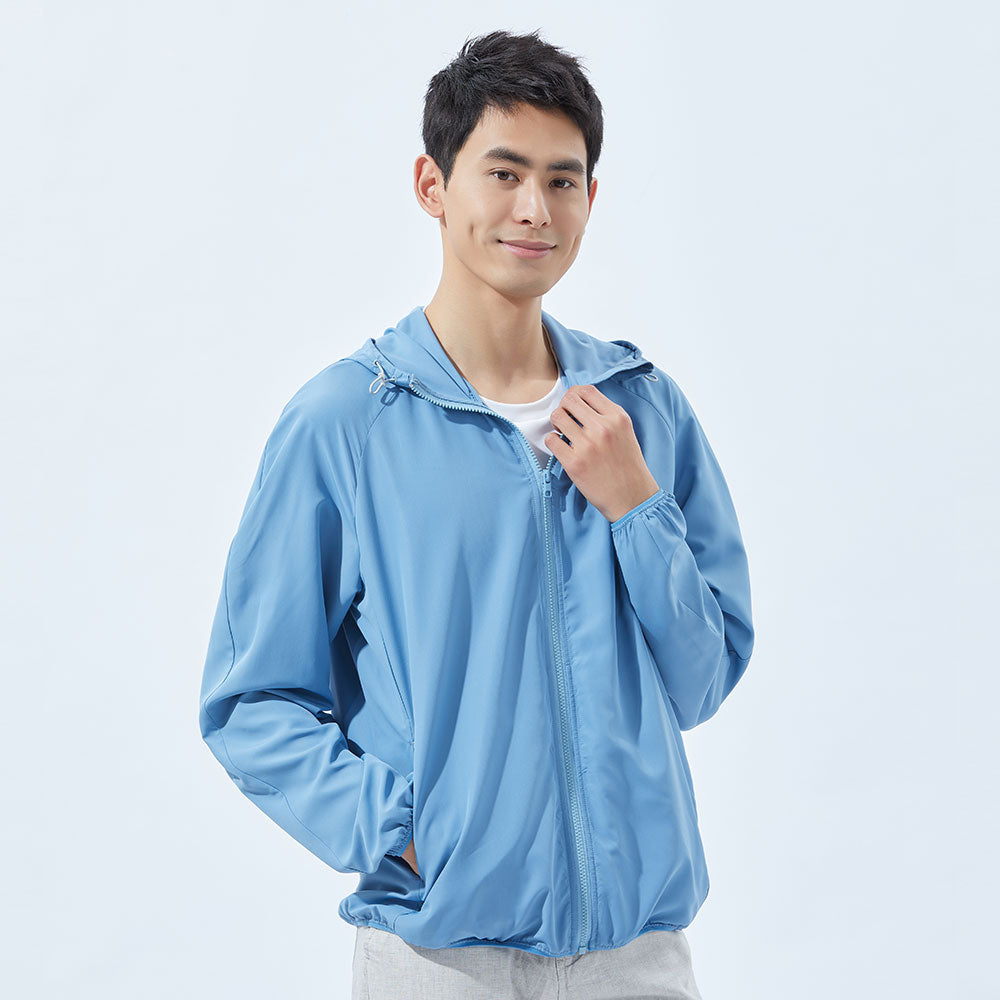 US Stock Men's Standard Hoodie Ultra Light Long Sleeve Sun Protective Coat UPF 50+