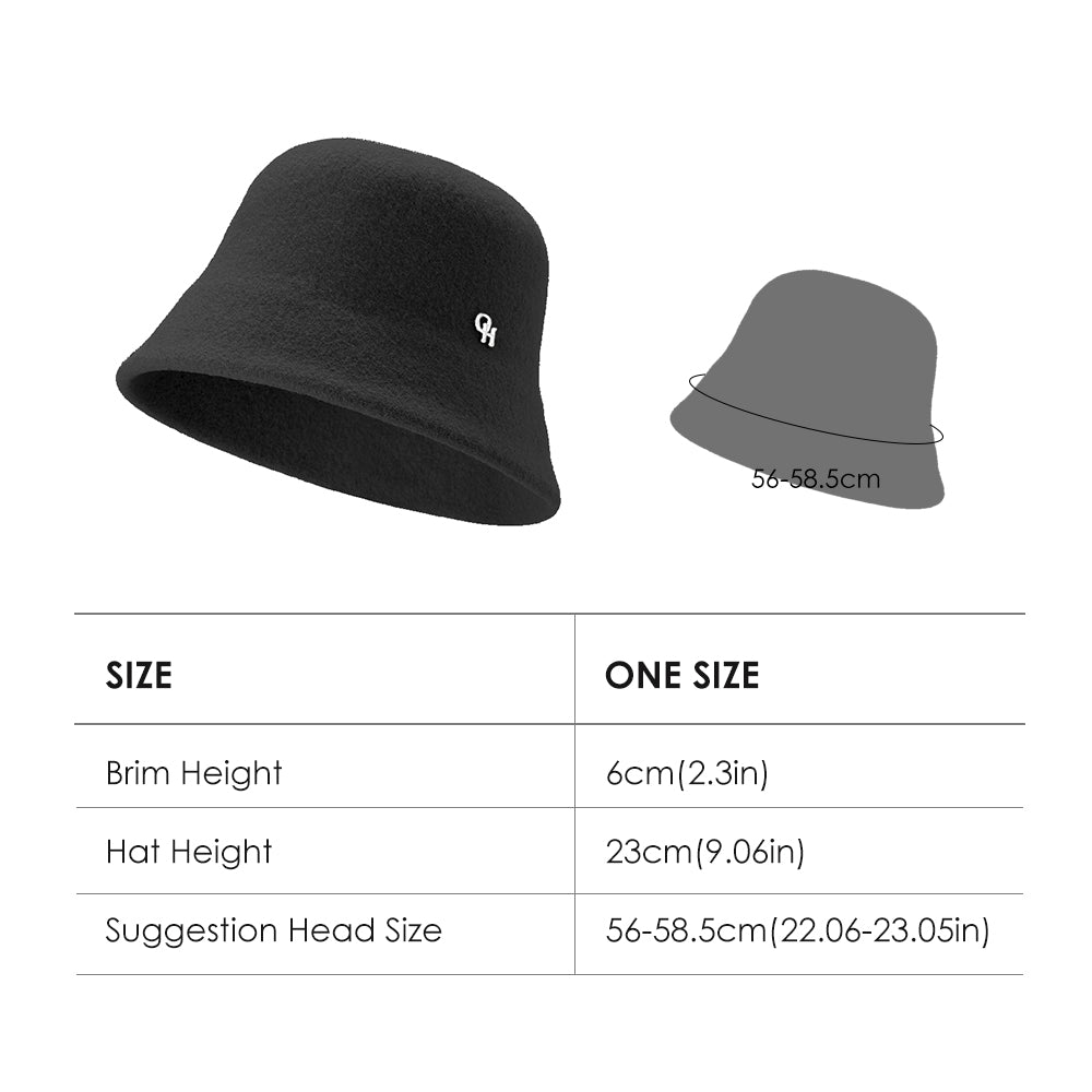 OHSUNNY Classic Wool Bucket Hats Warm Artist Fisherman Cap