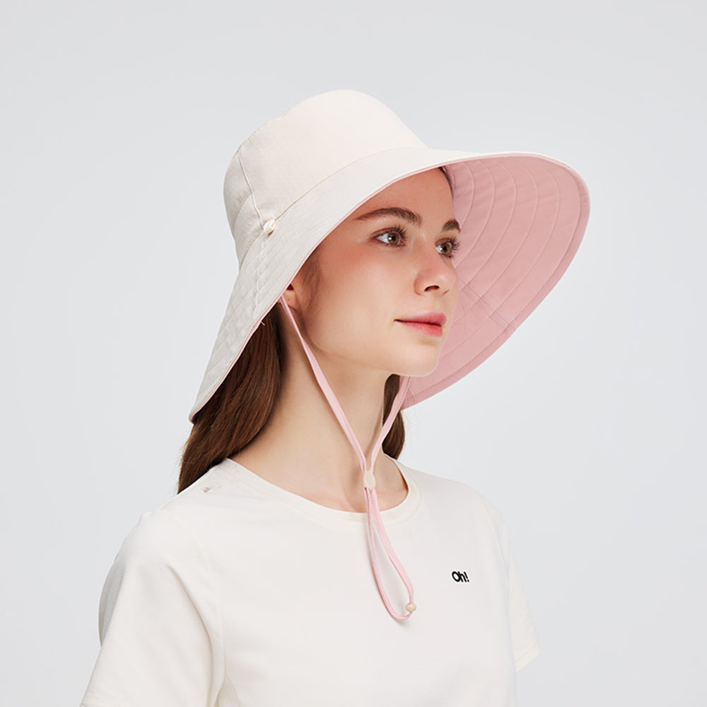US Stock Women's Bucket Hat Wide Brim Sun Protection UPF50+ Waterproof Reversible Cap