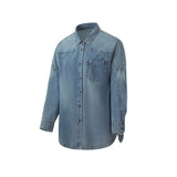 Women's Denim Shirt Western Jean Shirts Sun Protection Long Sleeve Tops UPF50+