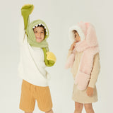 Kid's 3-in-1 Multi-Functional Scarves Warm Hoodie Hat/Scarf/Mittens Set