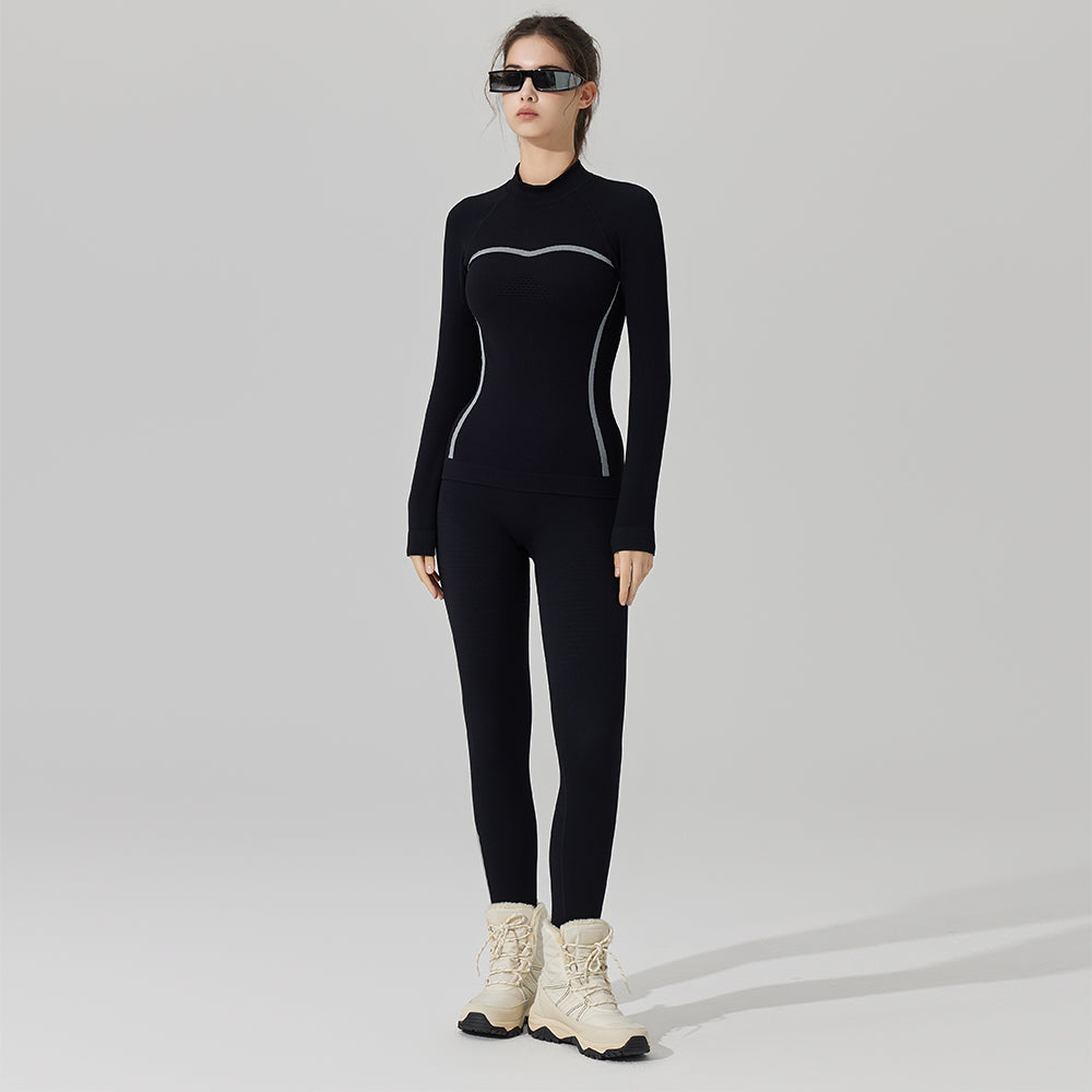 US Stock Skiing Thermal Underwear Set for Women Seamless Warm Base Layer Top & Bottom