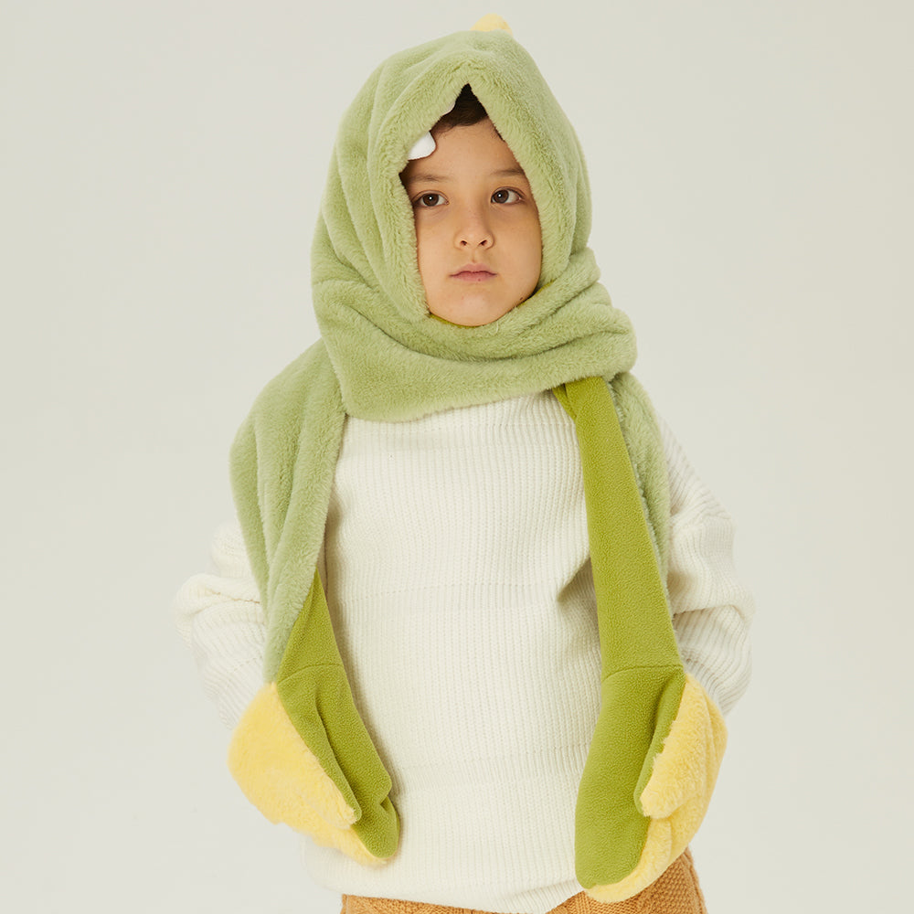 Kid's 3-in-1 Multi-Functional Scarves Warm Hoodie Hat/Scarf/Mittens Set