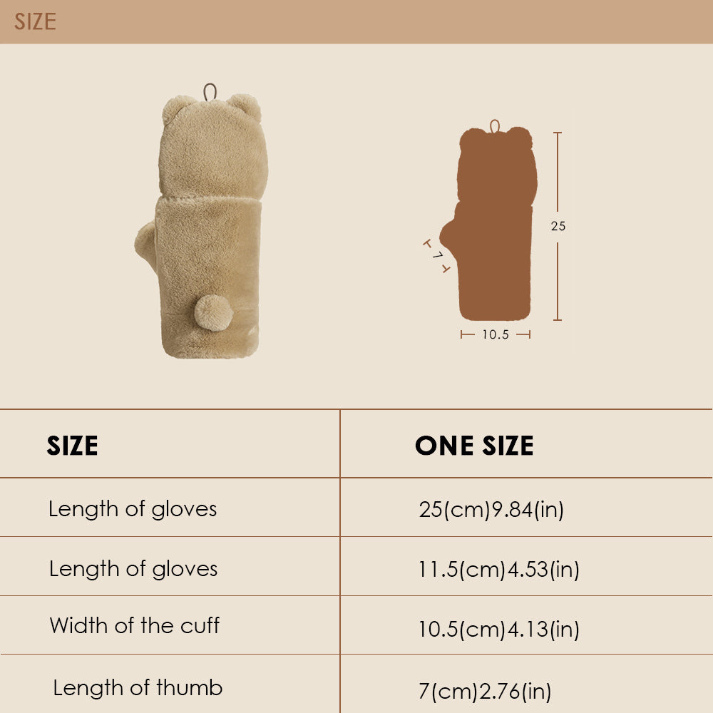 Winter Faux Fur Convertible Fingerless Gloves Warm Mittens