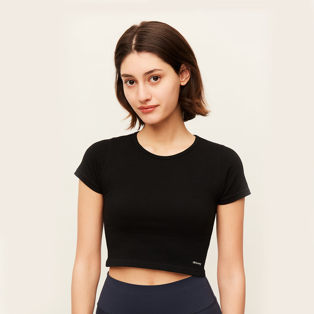 Women's Seamless Workout Shirts Crew Neck Crop Tank Tops UPF 50+