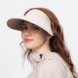 US Stock Women's Visor Cap Dual-Sided Roll-up Foldable Sun Hat UPF 50+