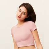 Women's Seamless Workout Shirts Crew Neck Crop Tank Tops UPF 50+