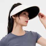Women's Wide Brim Sun Visor Hat Empty Top Sun Cap UPF50+