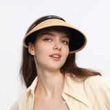 Wide Brim Straw Sun Visor Hat UPF 50+ Anti-UV Beach Summer Cap