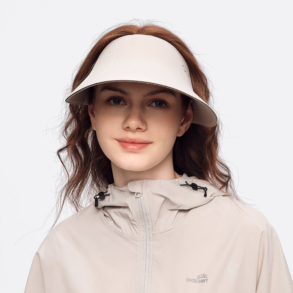 US Stock Women's Visor Cap Dual-Sided Roll-up Foldable Sun Hat UPF 50+