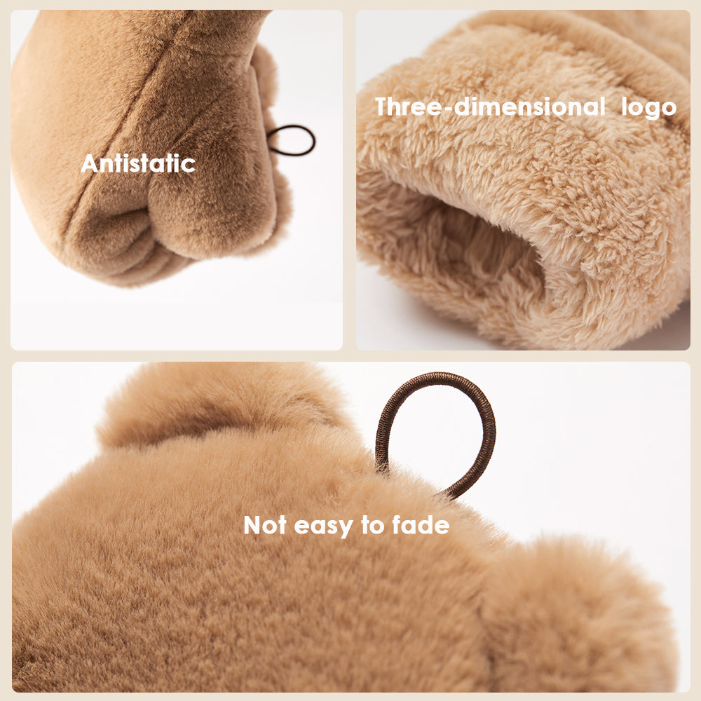 Winter Faux Fur Convertible Fingerless Gloves Warm Mittens