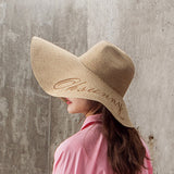 US Stock Women's Fairlady Large Brim Straw Hat Reversible Cap UPF 50+