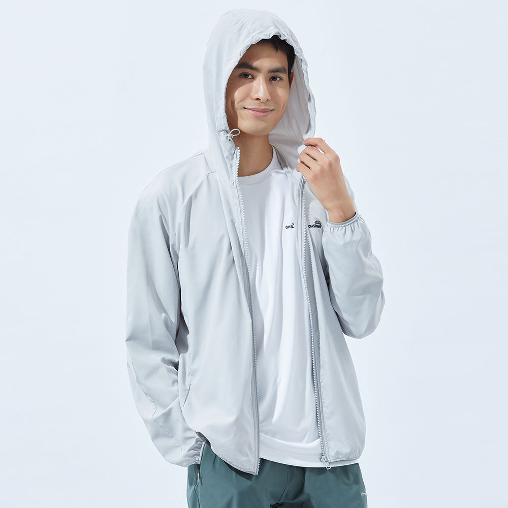 US Stock Men's Standard Hoodie Ultra Light Long Sleeve Sun Protective Coat UPF 50+