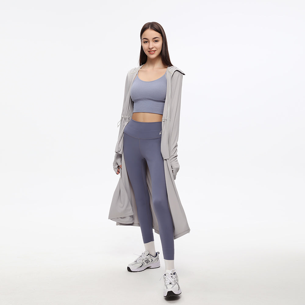 Women's Sun Protective Hoodie with Face Mask UPF50+ Extended Long Cover Up Full Zip Up Dress