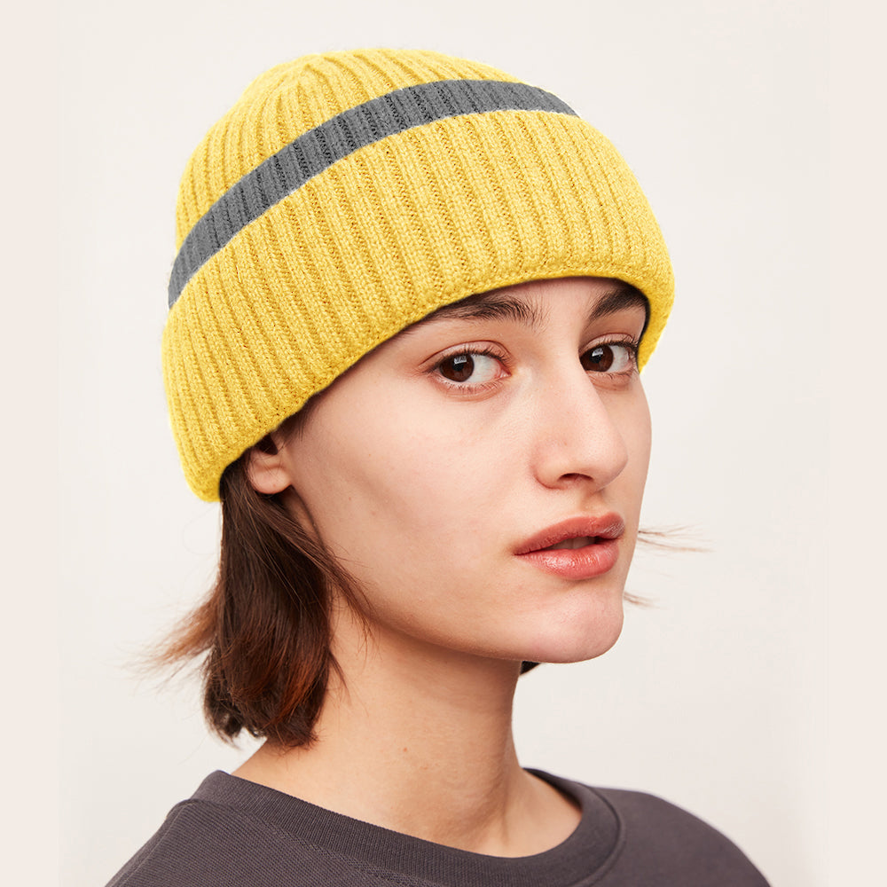 US Stock Women's Winter Contract Color Heated Knit Hat