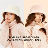 US Stock Faux Fur Cute Bucket Hat Fuzzy Teddy Style Vintage Winter Warm Cap