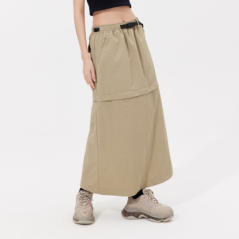 Dual-Use Cargo Skirts Long/Short Casual Loose Skirt with Cargo Pockets