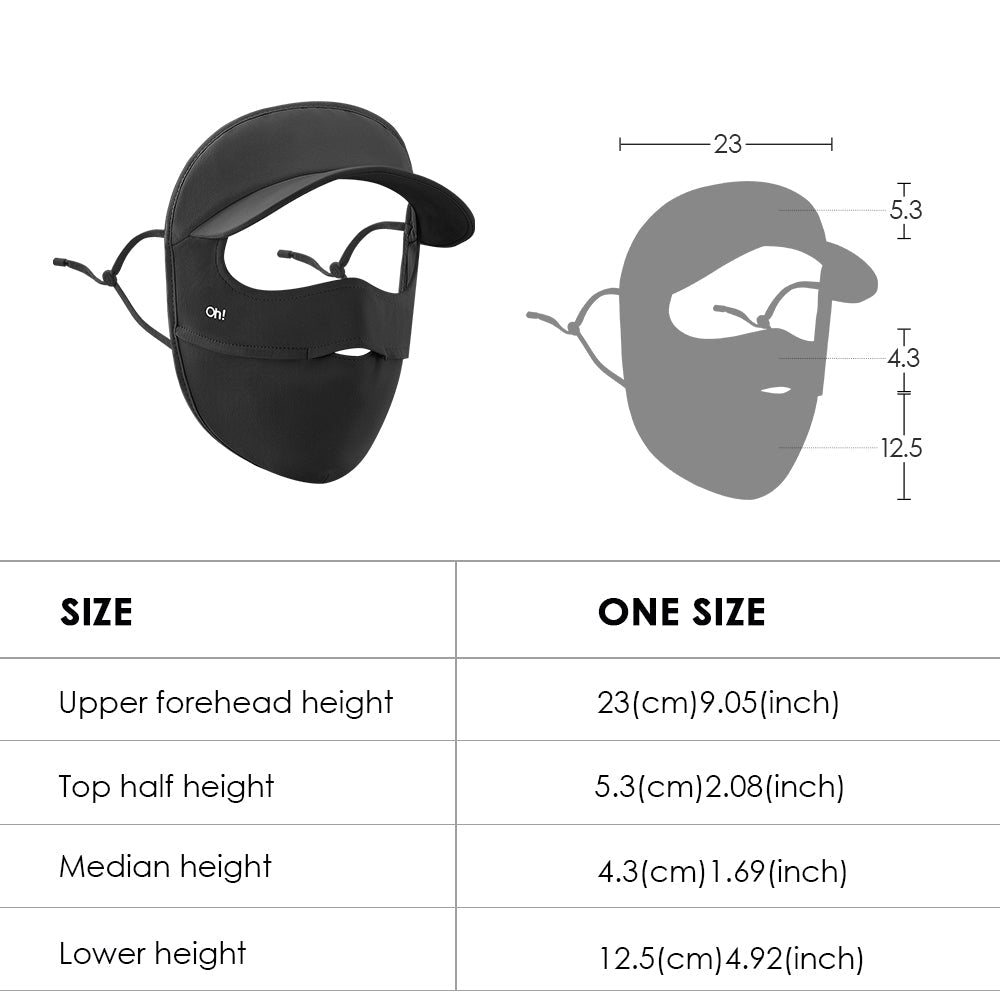 US Stock Sun Protection Full Face Mask with Cap Brim UPF 50+ Riding Cover