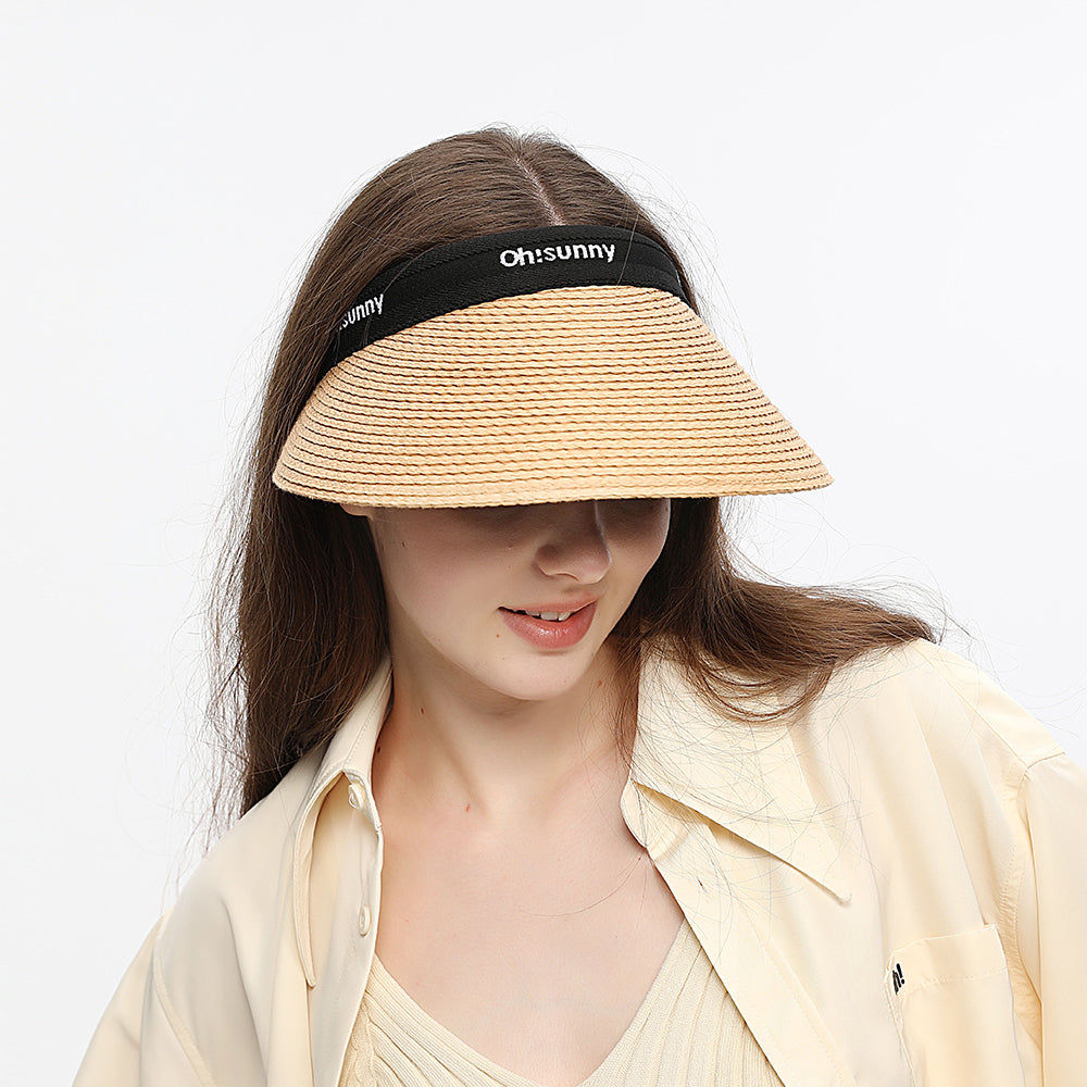 Wide Brim Straw Sun Visor Hat UPF 50+ Anti-UV Beach Summer Cap