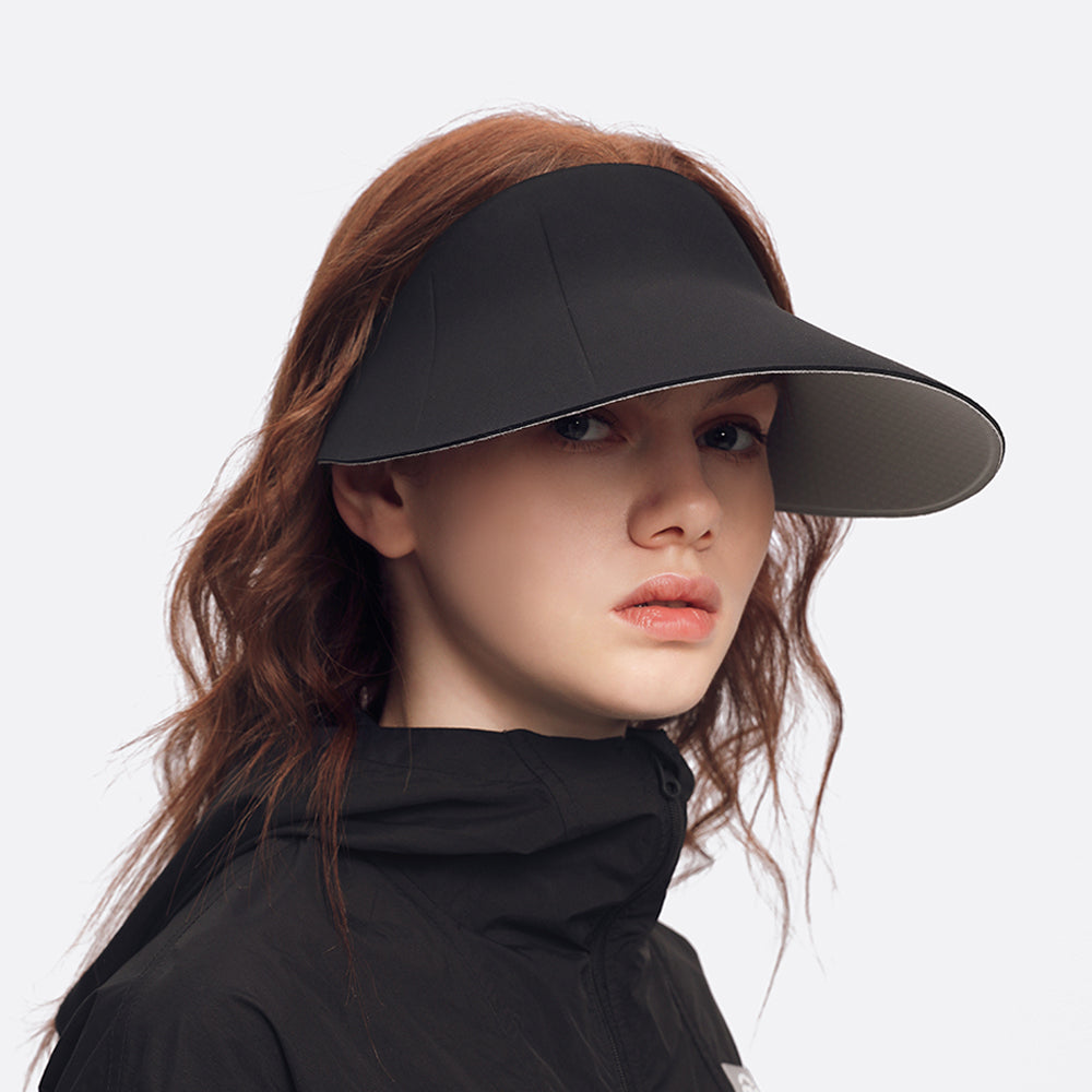 US Stock Women's Visor Cap Dual-Sided Roll-up Foldable Sun Hat UPF 50+