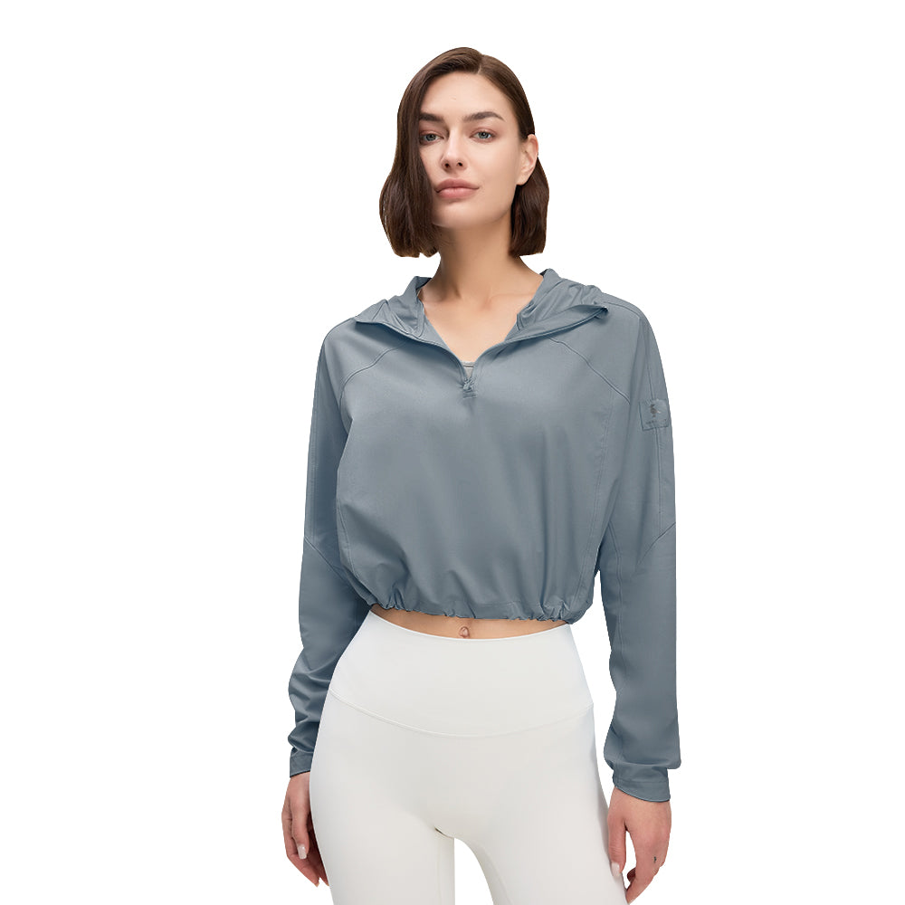 Women's Quick Dry Cropped Hoodie Sun Protection Jacket UPF50+