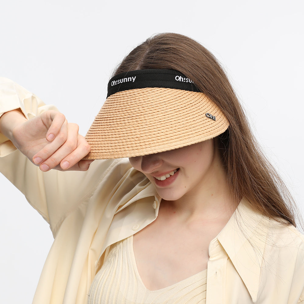 Wide Brim Straw Sun Visor Hat UPF 50+ Anti-UV Beach Summer Cap