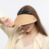 Wide Brim Straw Sun Visor Hat UPF 50+ Anti-UV Beach Summer Cap