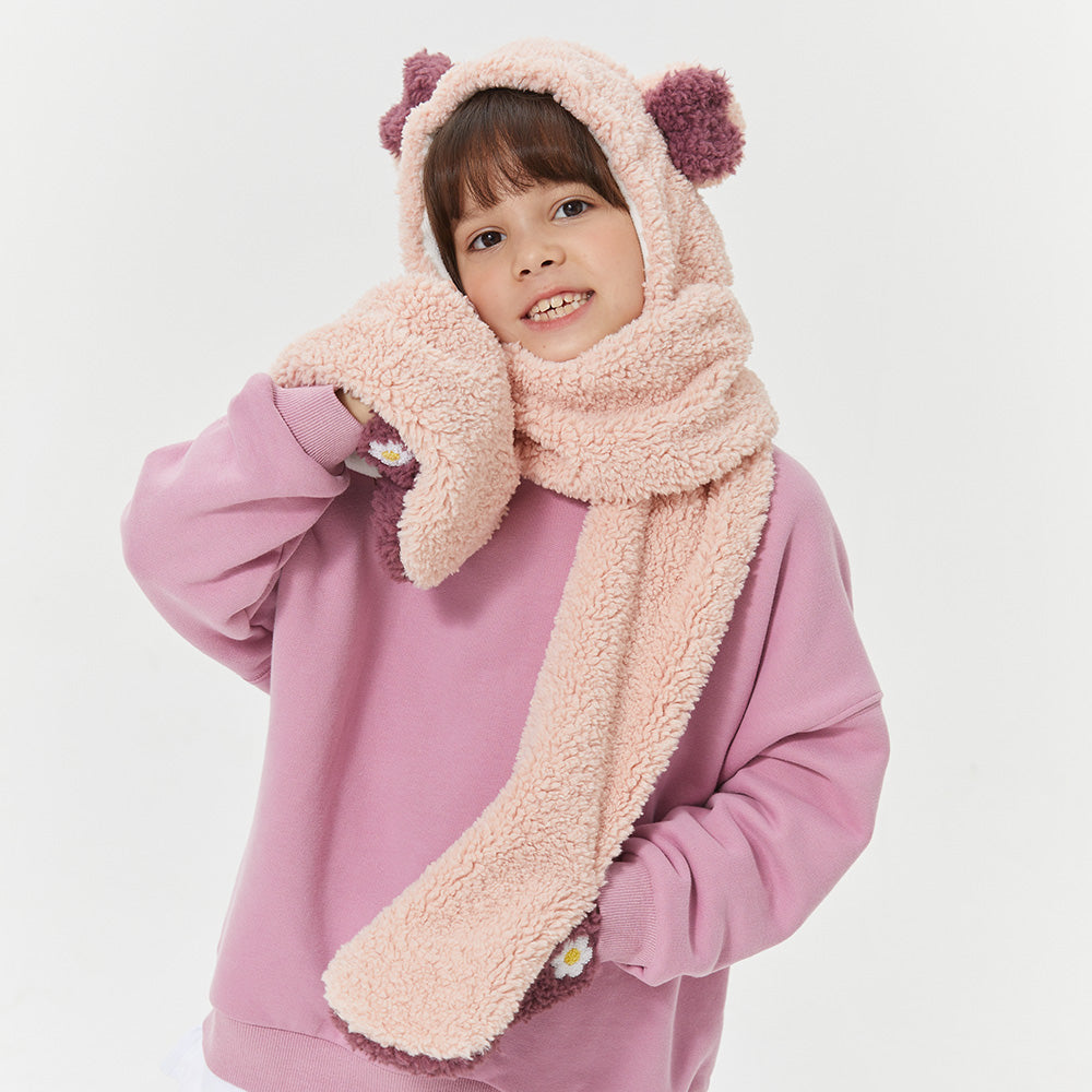 Kid's 3-in-1 Multi-Functional Hoodie Hat/Scarf/Gloves Set