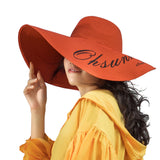 US Stock Women's Fairlady Large Brim Straw Hat Reversible Cap UPF 50+