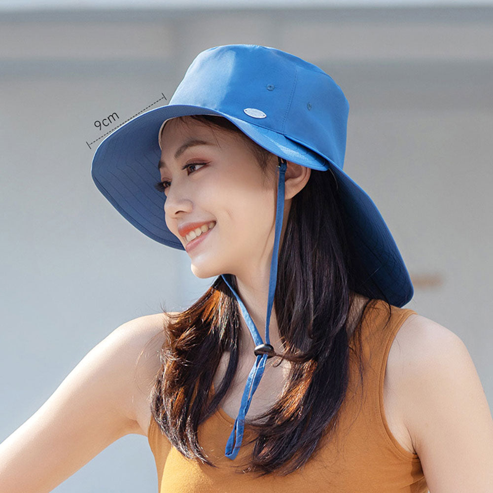 US Stock Unisex Wide Brim Bucket Hat with Neck Flap UPF 50+ UV Protection