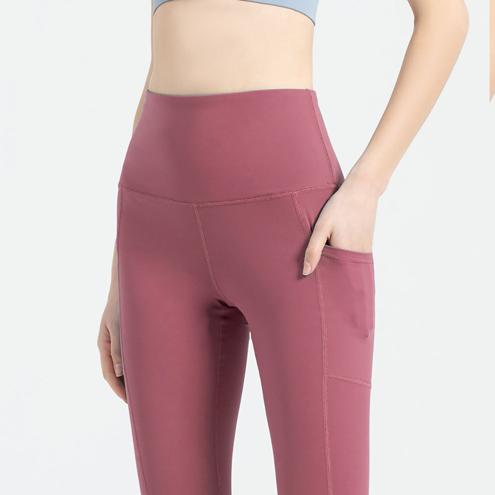 US Stock High Waist Yoga Pants with Pockets Tummy Control Workout Leggings