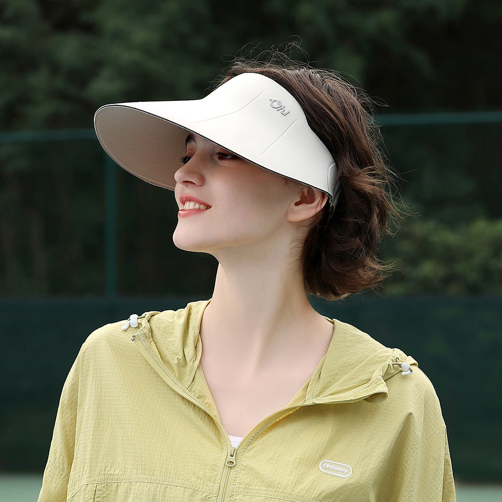 US Stock Women's Visor Cap Dual-Sided Roll-up Foldable Sun Hat UPF 50+