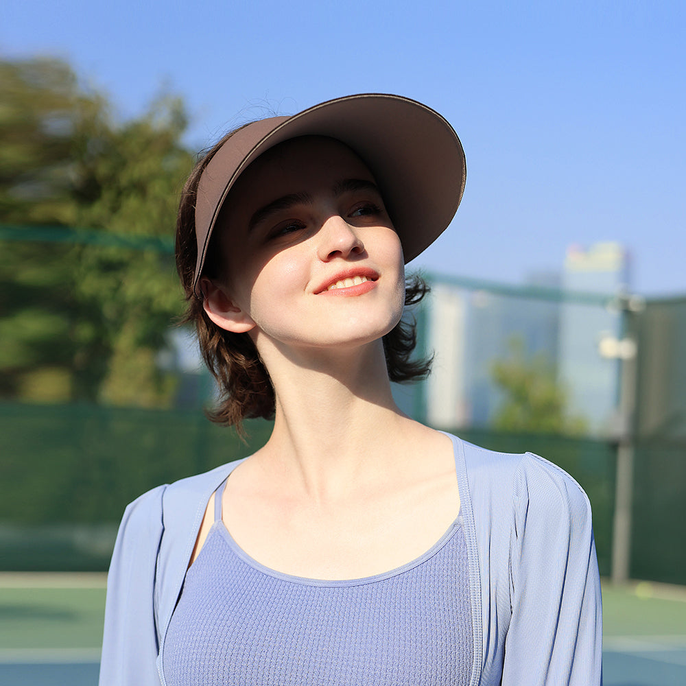 US Stock Women's Visor Cap Dual-Sided Roll-up Foldable Sun Hat UPF 50+