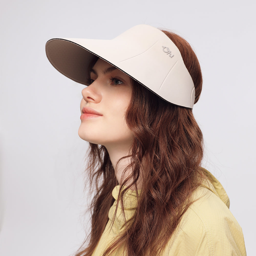 US Stock Women's Visor Cap Dual-Sided Roll-up Foldable Sun Hat UPF 50+