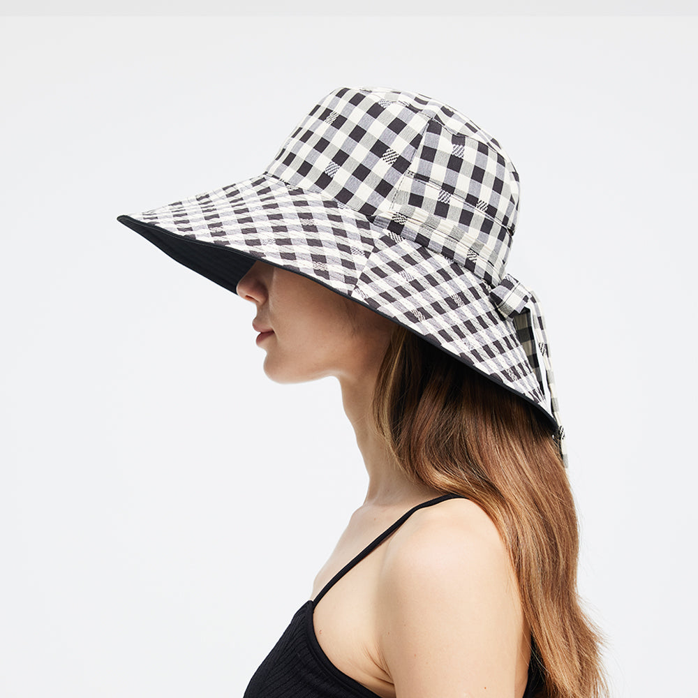 Women's Reversible Bucket Hat with Belt Wide Brim Waterproof Sun Cap UPF50+