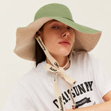 US Stock Women's Sun Hat Large Brim Bucket Hat with Removable Belt