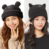 US Stock Cat Ear Warm Cuffed Beanie Hat for Women Teens Girls Skull Cap